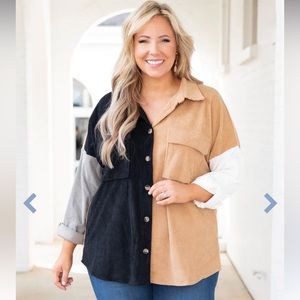 Chic Soul - Daydreaming In The City Colorblock Top, Mocha Black